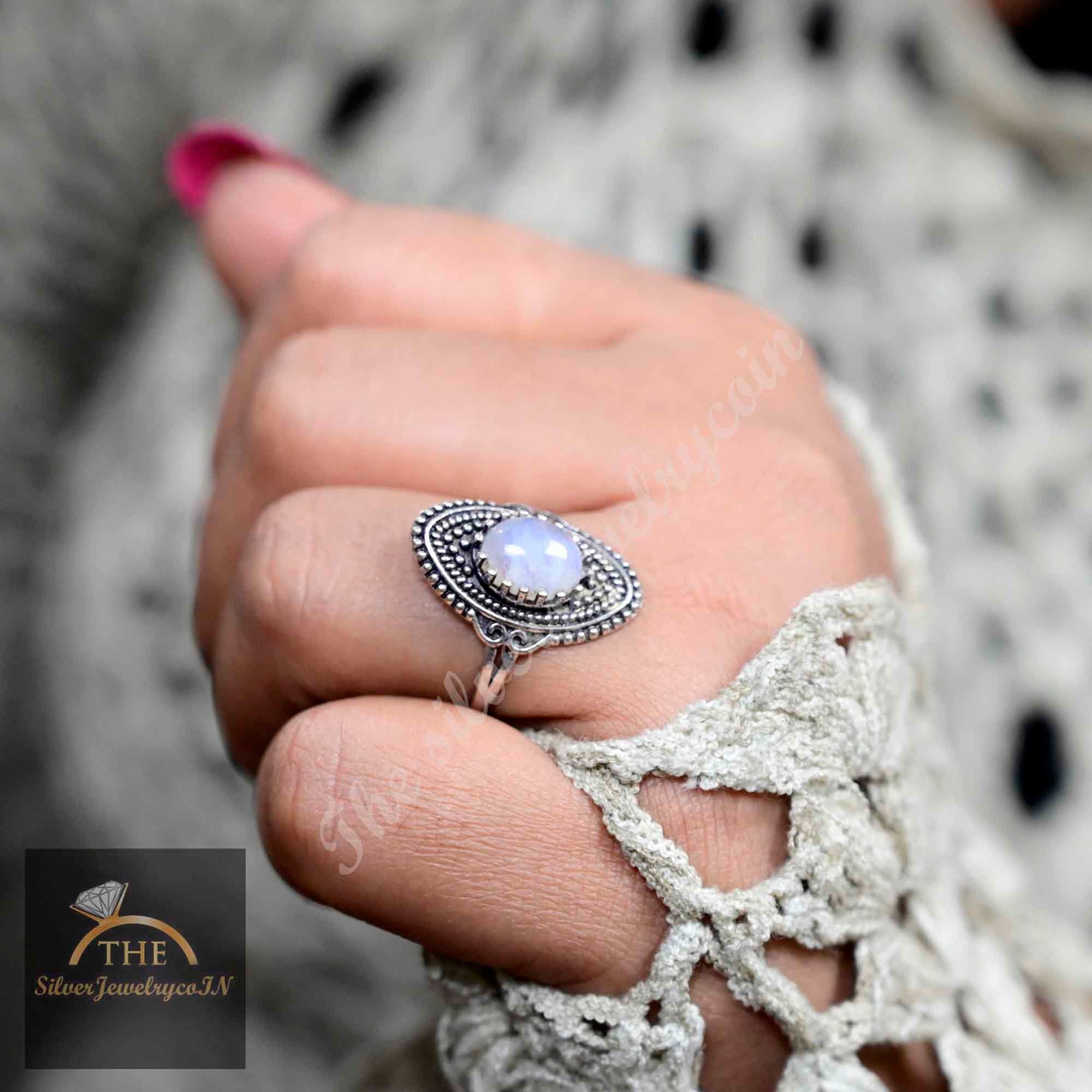 Moonstone Ring Tiny Silver Ring  statement ring Sterling Silver Ring simple belly ring Moonstone wanderlust jewelry bridesmaid gift