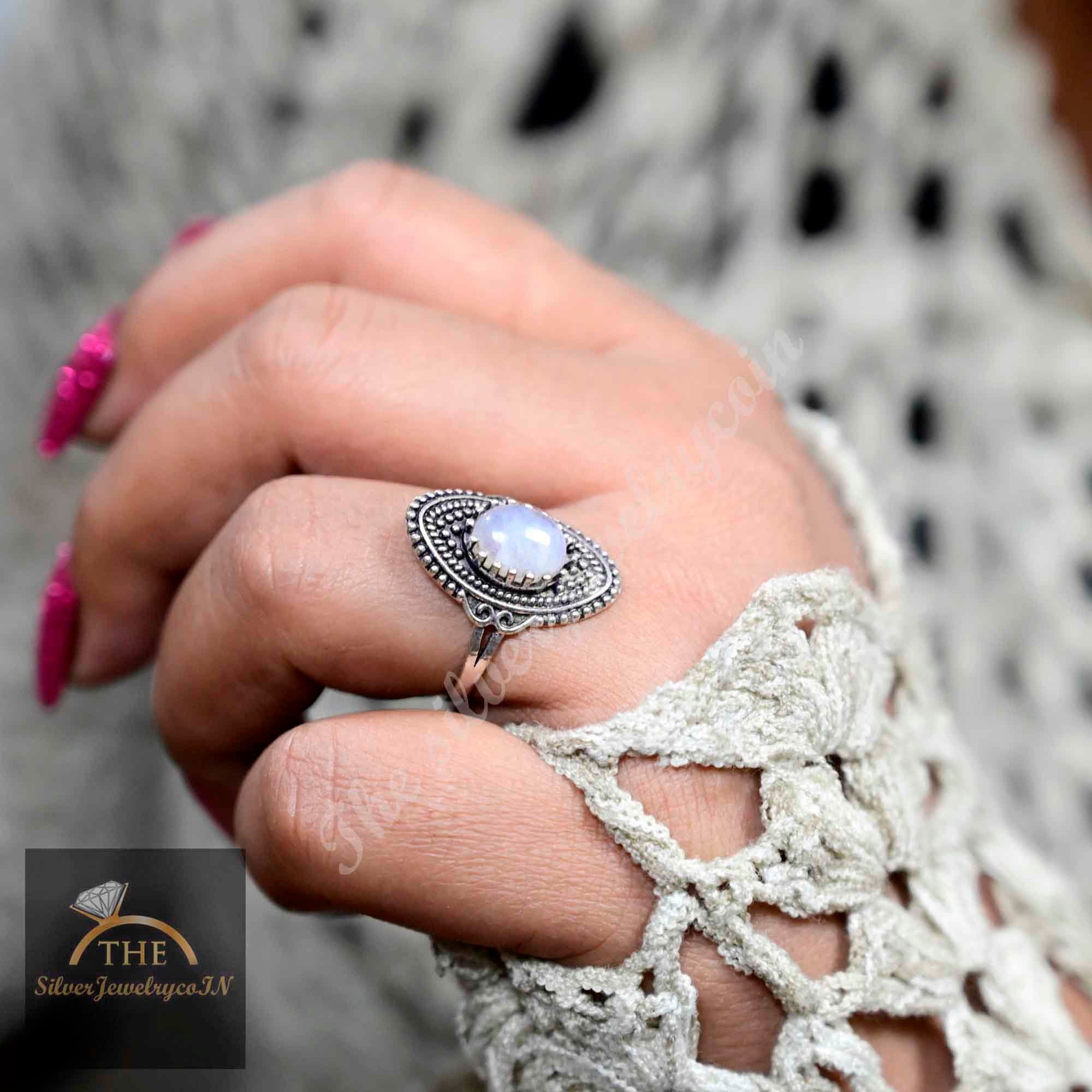 Moonstone Ring Tiny Silver Ring  statement ring Sterling Silver Ring simple belly ring Moonstone wanderlust jewelry bridesmaid gift