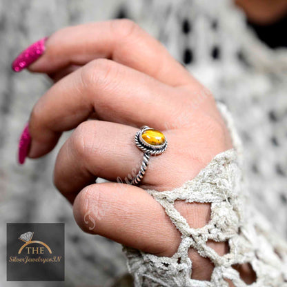 Tigers Eye Ring Minimalist Ring/925 Sterling Silver Stacking Tigers Eye Ring Dainty Silver Ring Simple Ring,  Anniversary Gift,