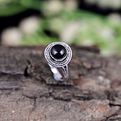 Small Black Onyx Ring, Everyday Ring, Dainty Black Ring, Simple Ring, 925 Sterling Silver Black Gemstone Ring