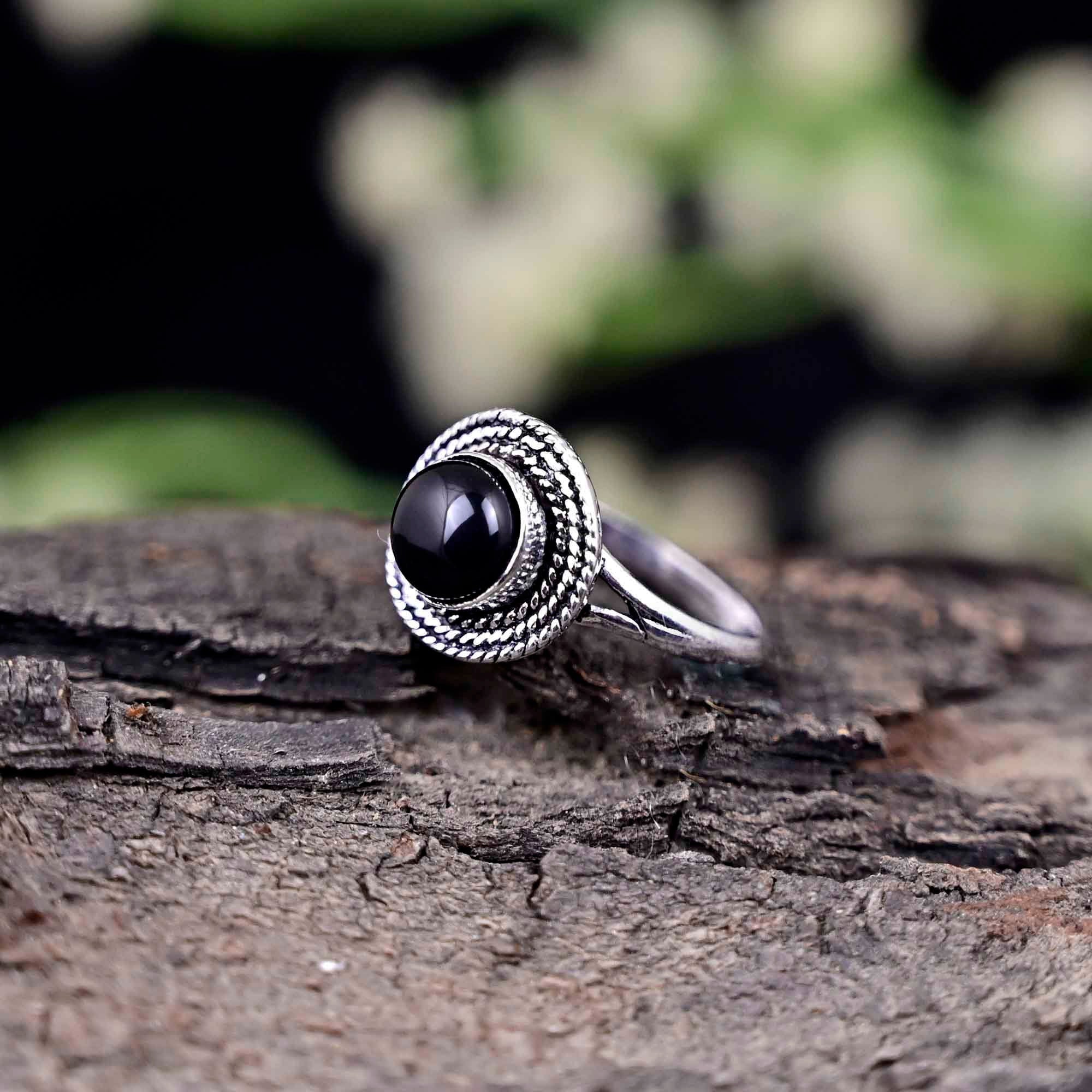 Small Black Onyx Ring, Everyday Ring, Dainty Black Ring, Simple Ring, 925 Sterling Silver Black Gemstone Ring