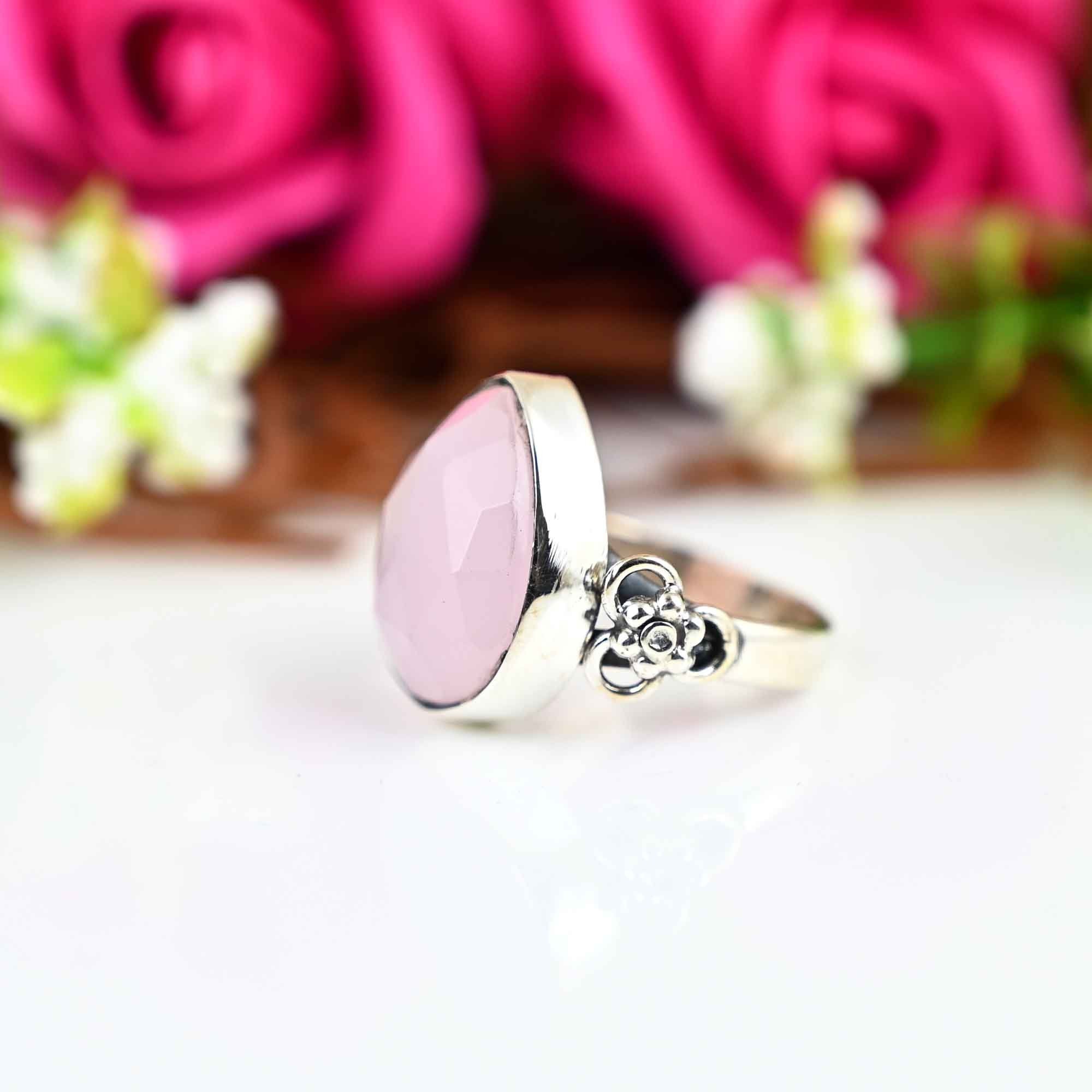 Genuine Rose Quartz Ring, Silver Rose Quartz Ring, Rose Quartz Ring, Dainty Ring, Rose Quartz Dainty Ring, Quartz Ring, Mother's Day Gift