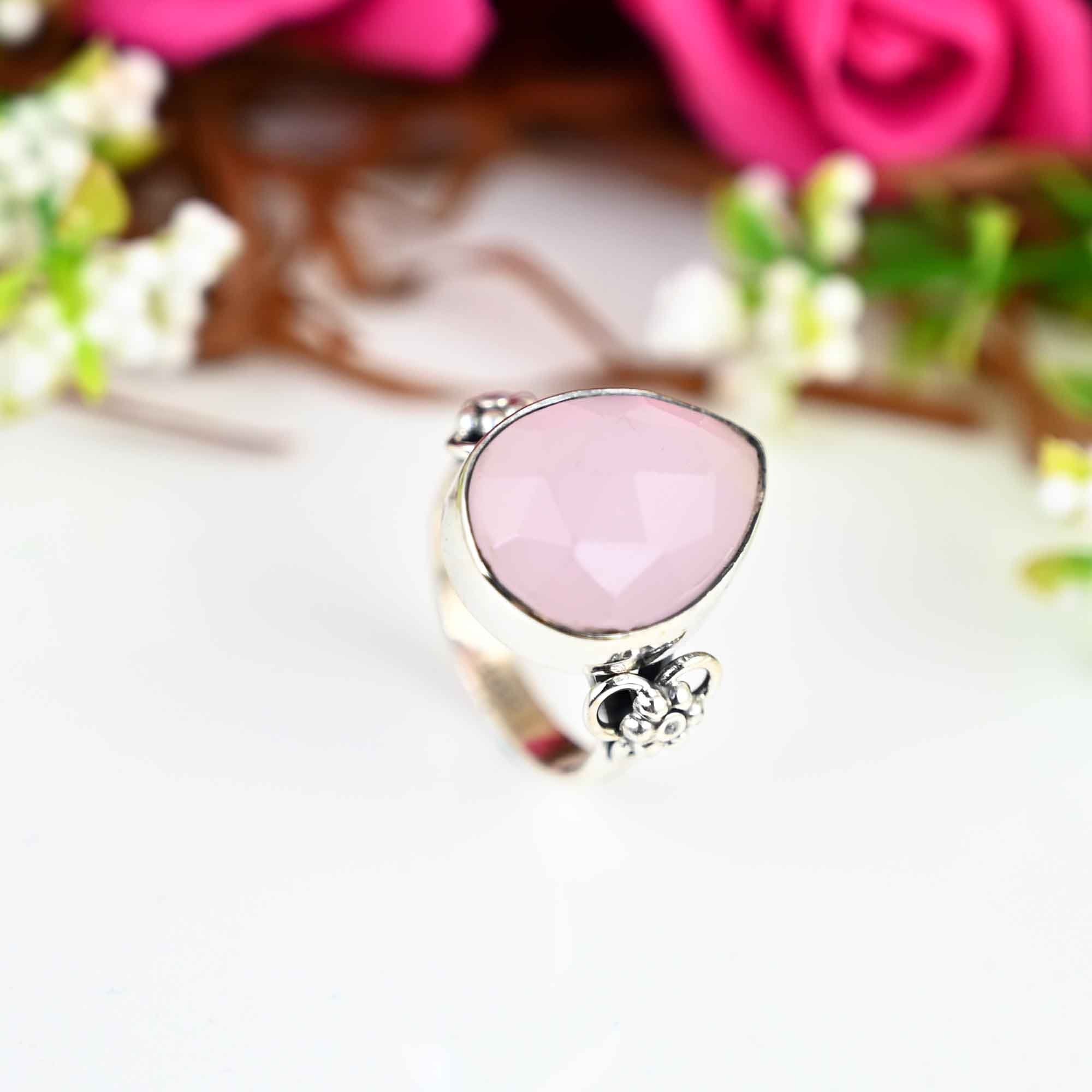 Genuine Rose Quartz Ring, Silver Rose Quartz Ring, Rose Quartz Ring, Dainty Ring, Rose Quartz Dainty Ring, Quartz Ring, Mother's Day Gift