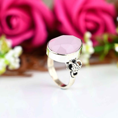 Genuine Rose Quartz Ring, Silver Rose Quartz Ring, Rose Quartz Ring, Dainty Ring, Rose Quartz Dainty Ring, Quartz Ring, Mother's Day Gift