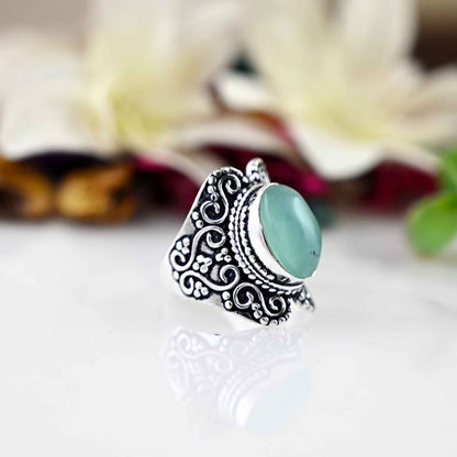 Aqua Chalcedony Ring,  Ring, Gemstone Ring, 925 Sterling Silver, Boho Ring, Promise Ring, March Birthstone, Gift For Her