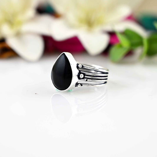 Black Obsidian Ring, Sterling Silver Ring, Gemstone Ring,  , Women Ring, Obsidian Jewelry, Gift For Her, Mothers Day Gifts