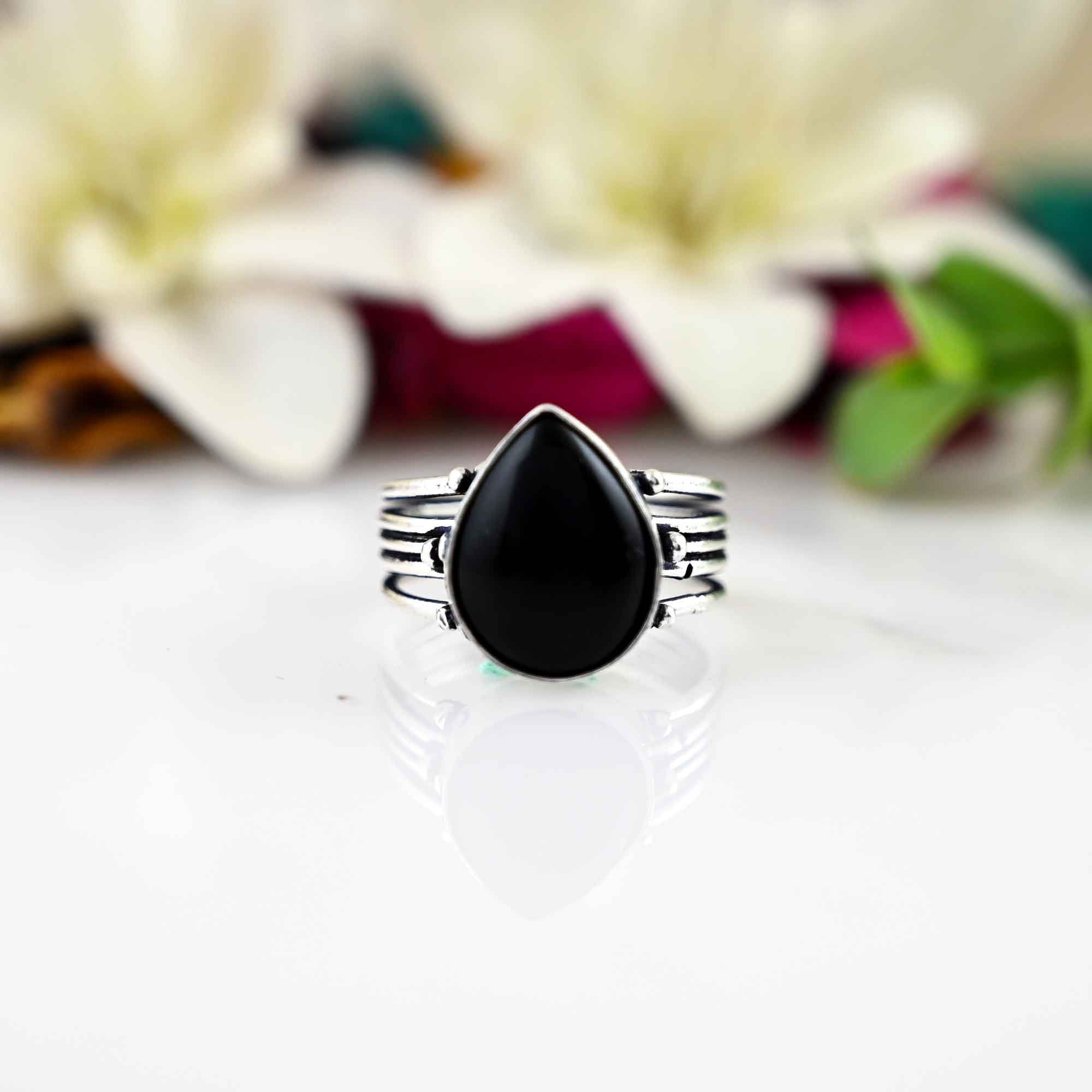 Black Obsidian Ring, Sterling Silver Ring, Gemstone Ring,  , Women Ring, Obsidian Jewelry, Gift For Her, Mothers Day Gifts