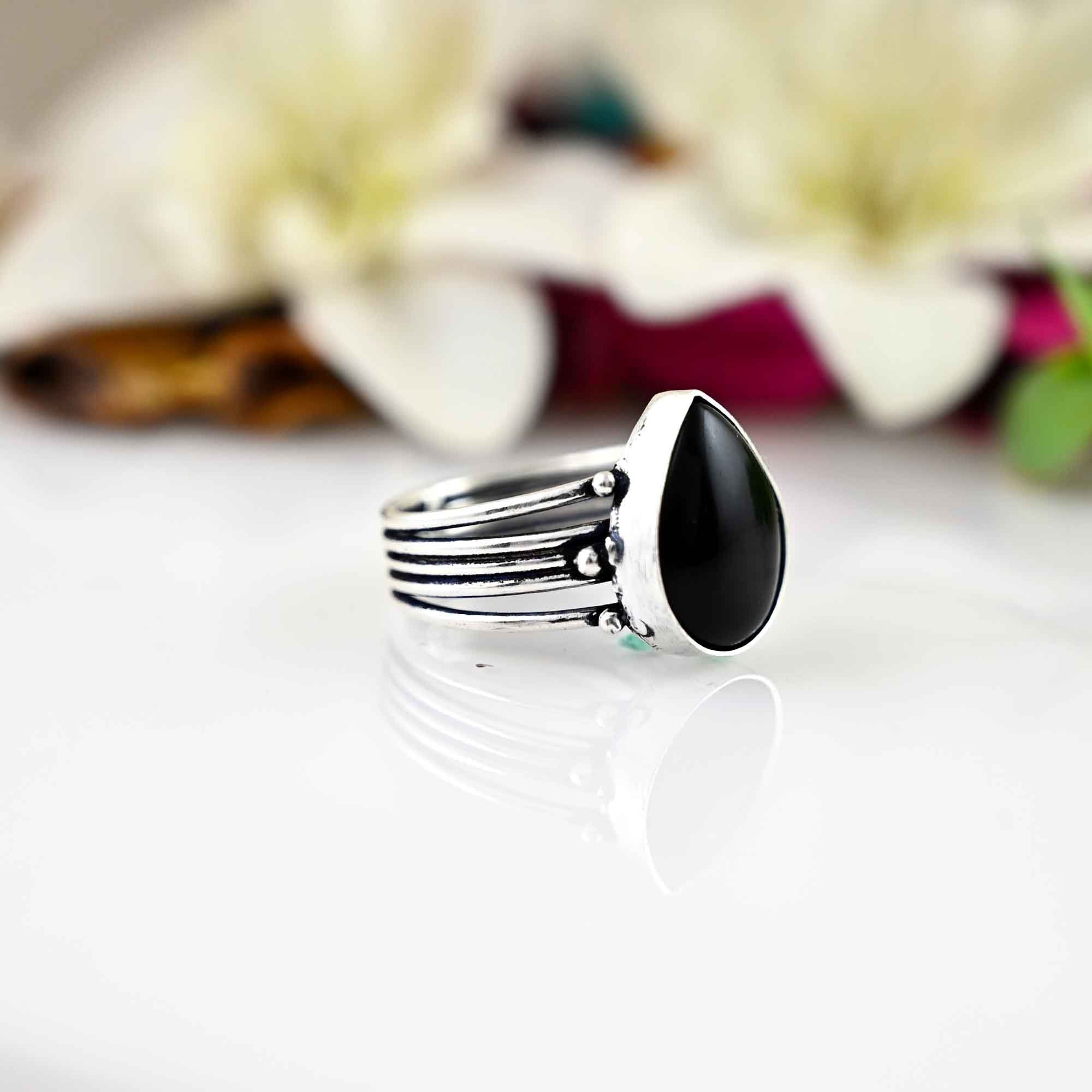 Black Obsidian Ring, Sterling Silver Ring, Gemstone Ring,  , Women Ring, Obsidian Jewelry, Gift For Her, Mothers Day Gifts