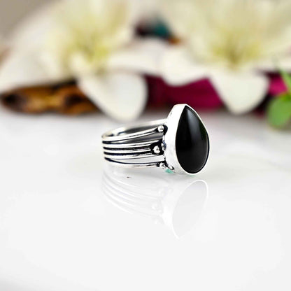 Black Obsidian Ring, Sterling Silver Ring, Gemstone Ring,  , Women Ring, Obsidian Jewelry, Gift For Her, Mothers Day Gifts