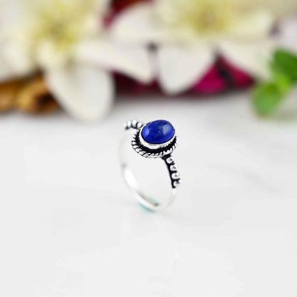 Lapis Lazuli Ring, Silver Ring,Stacking Ring, Sterling Silver Ring, Gemstone Ring, Lapis Lazuli Stone Rings, Women Rings,Gift