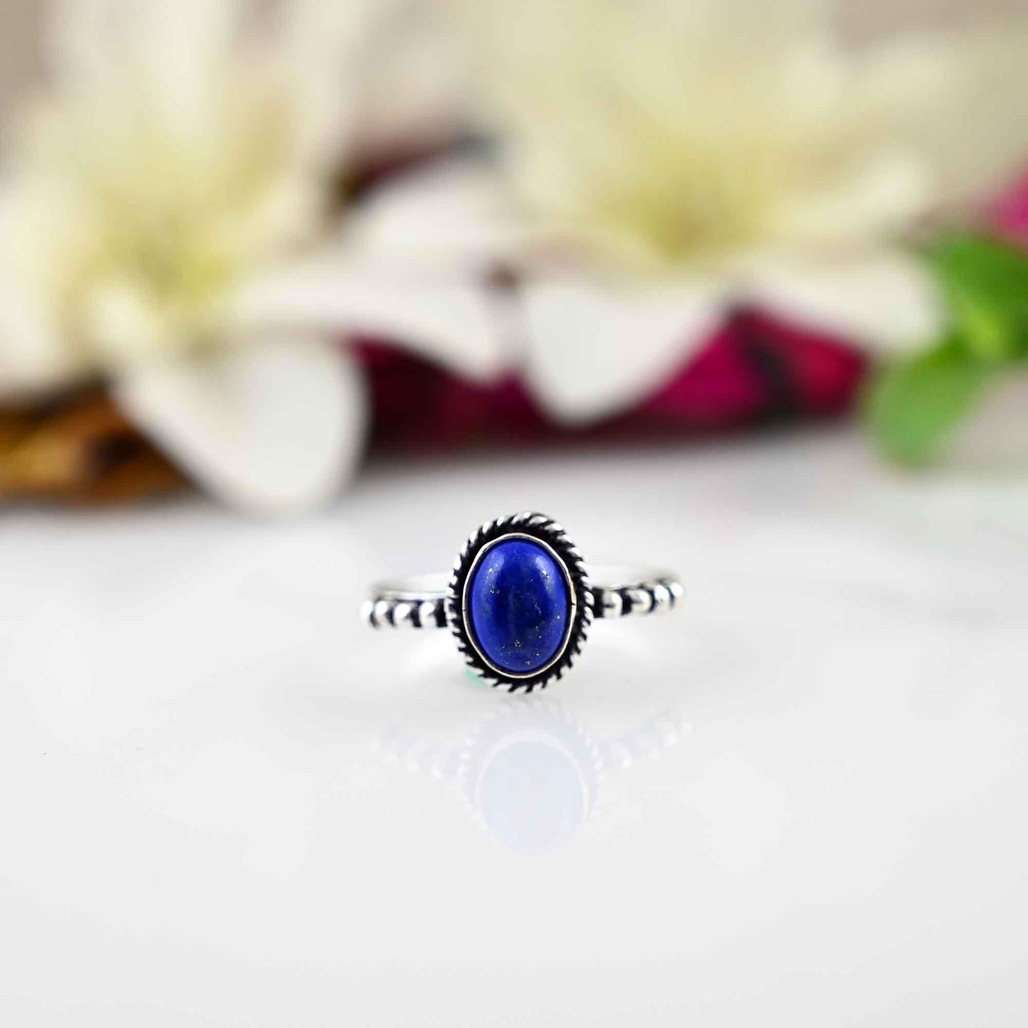 Lapis Lazuli Ring, Silver Ring,Stacking Ring, Sterling Silver Ring, Gemstone Ring, Lapis Lazuli Stone Rings, Women Rings,Gift