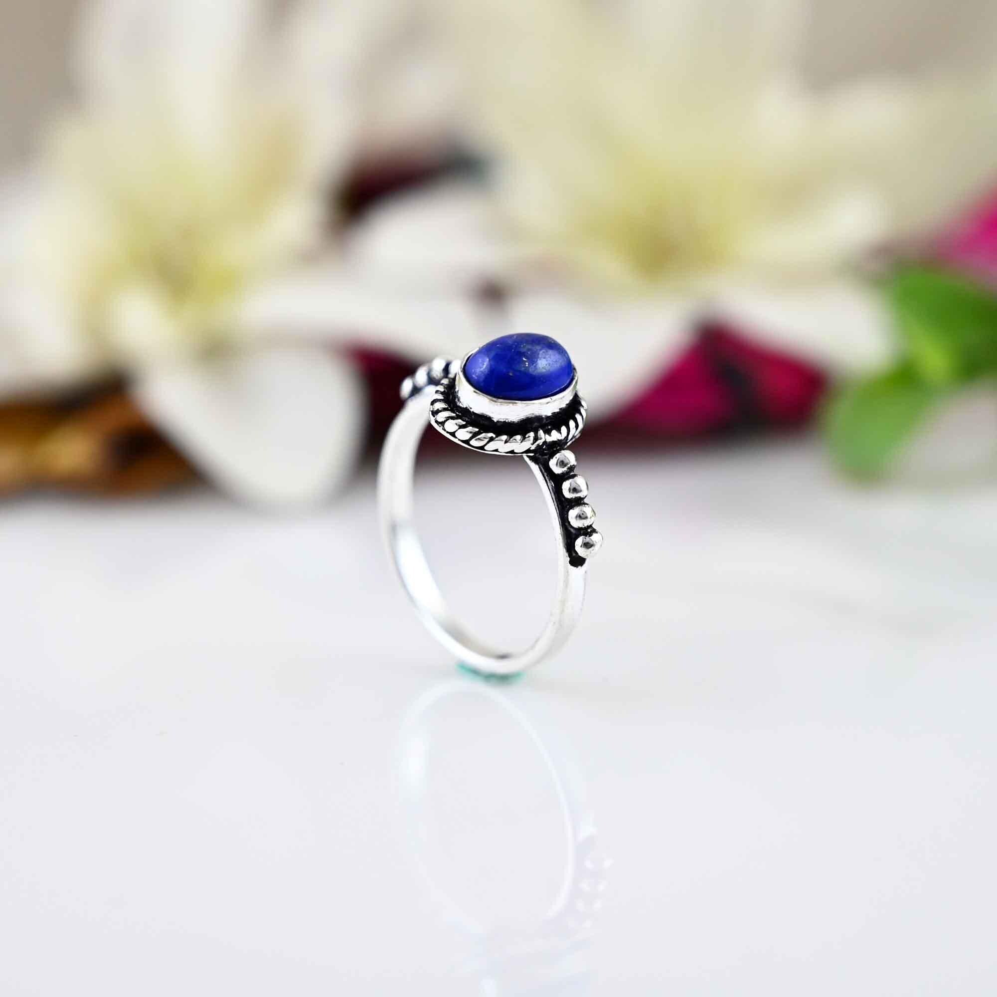 Lapis Lazuli Ring, Silver Ring,Stacking Ring, Sterling Silver Ring, Gemstone Ring, Lapis Lazuli Stone Rings, Women Rings,Gift