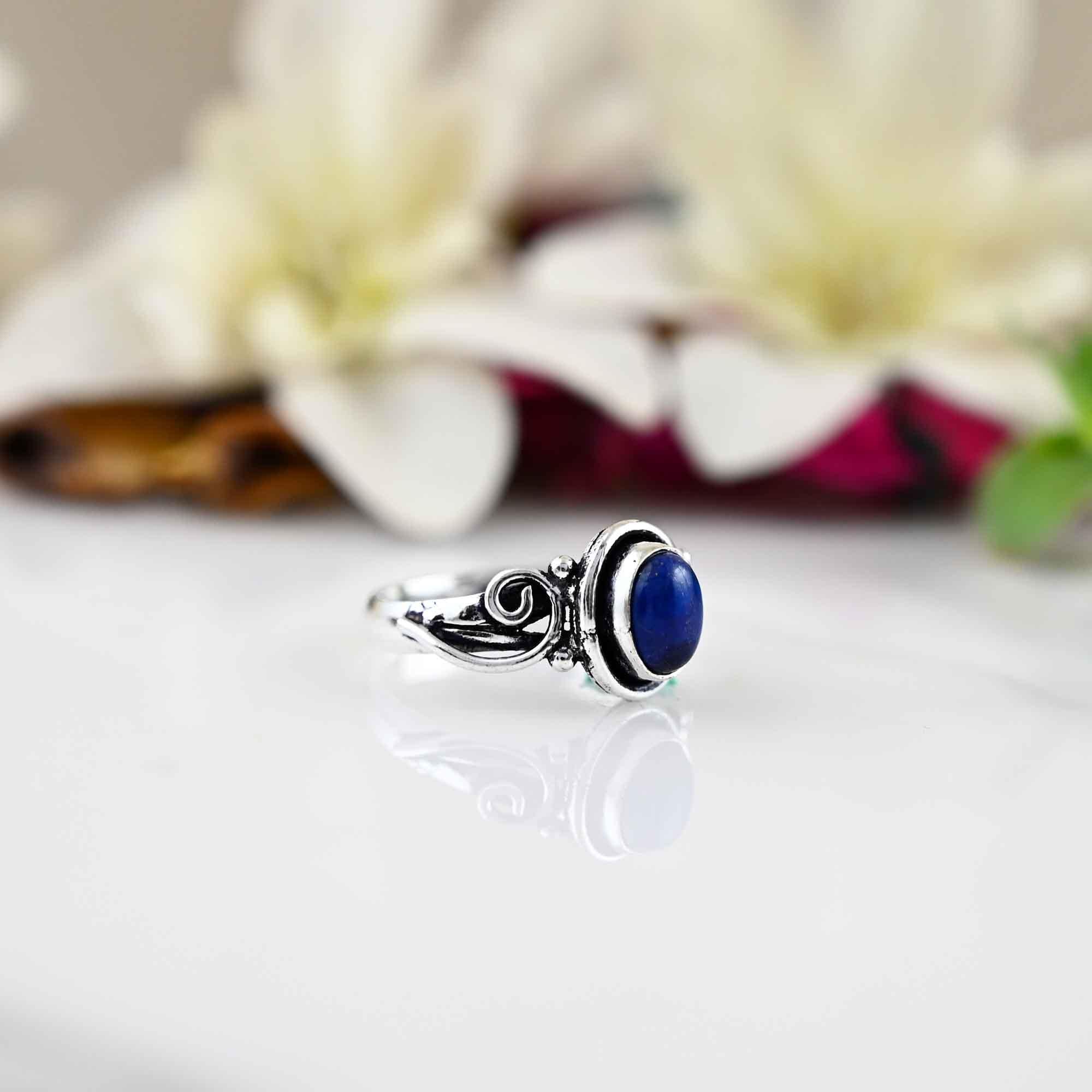 Genuine Lapis Lazuli Ring, Lapis Lazuli Silver Ring, Lapis Lazuli Ring, Sterling Silver Ring, Lapis Lazuli Statement Ring, Lapis Boho Ring