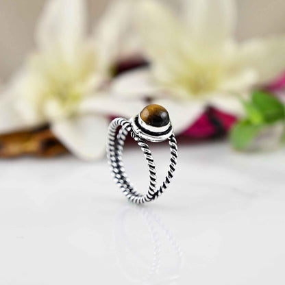 Tiger Eye Ring, 925 Silver Ring, Ring for Women, Minimalist Ring, Statement Ring, Anniversary Gift Ring, Brown Tiger Eye Ring, Gift For Her