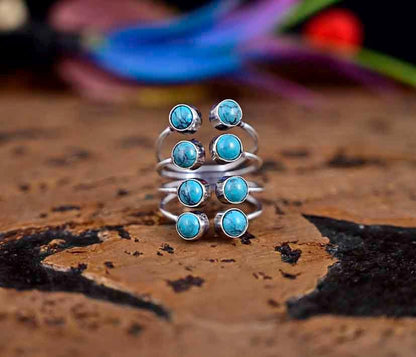 Blue Turquoise Ring 925 Sterling Silver Ring Adjustable Ring Huge Ring Wide Band Ring Blue Stone Ring Boho Ring Perfect Gift For Her