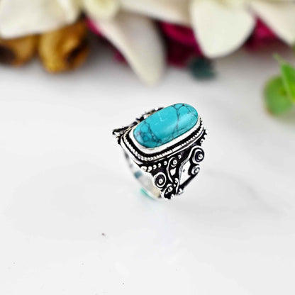 Turquoise Ring, 925 Sterling Silver Ring, Bule Turquoise Ring, Natural Turquoise Ring,  Silver Ring, Ring For Women, Dainty Ring,