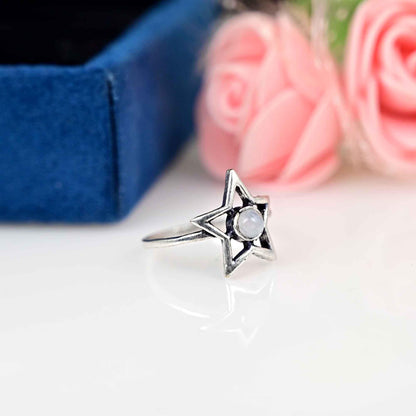 Moonstone Star Ring, Moonstone Star, Ring Moonstone, Ring Star, Silver Star Ring, Moonstone Wedding Ring