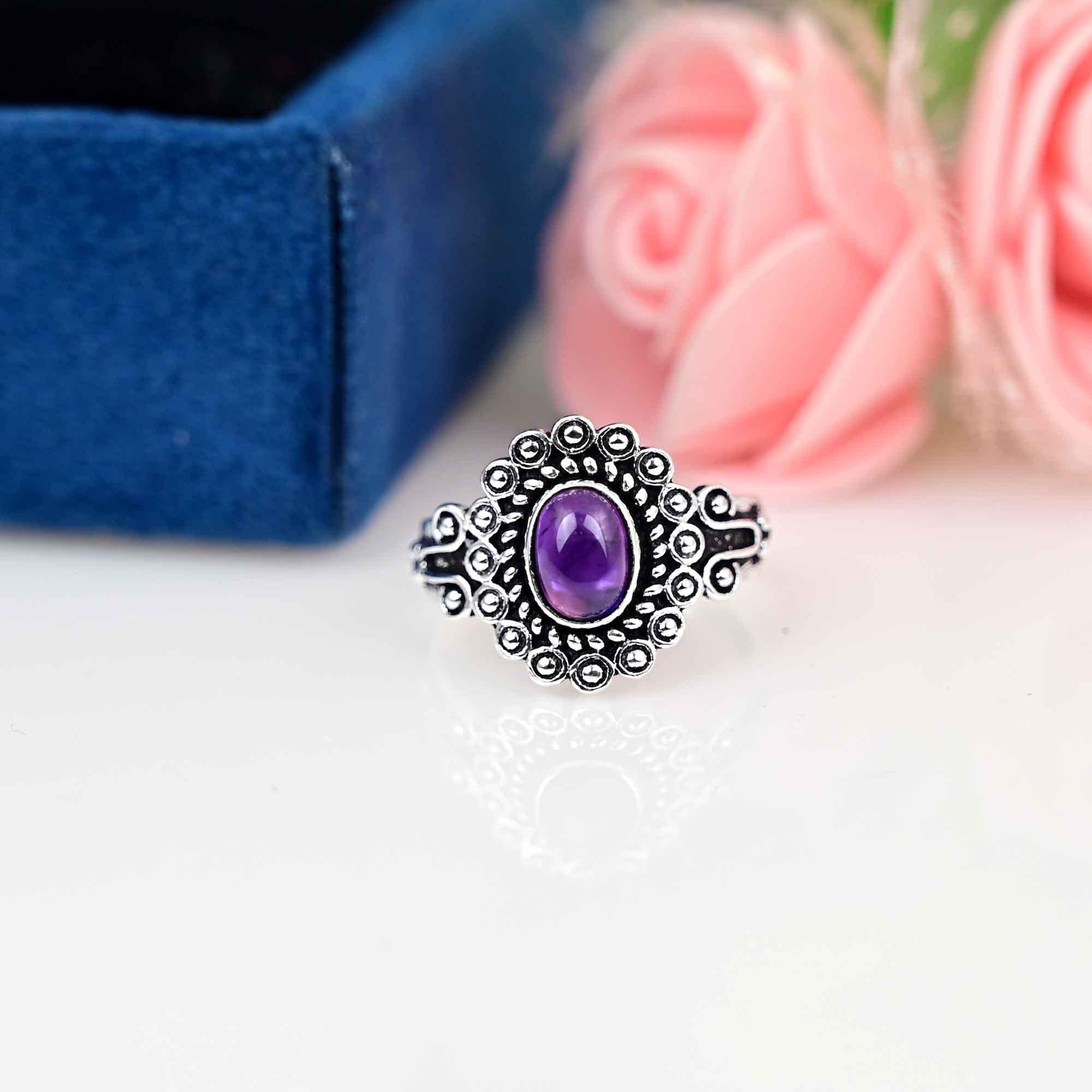 Silver Amethyst Ring, Minimalist, Sterling Silver Jewelry, Rings for women, Anniversary, Gift For Her, Birthday Gift