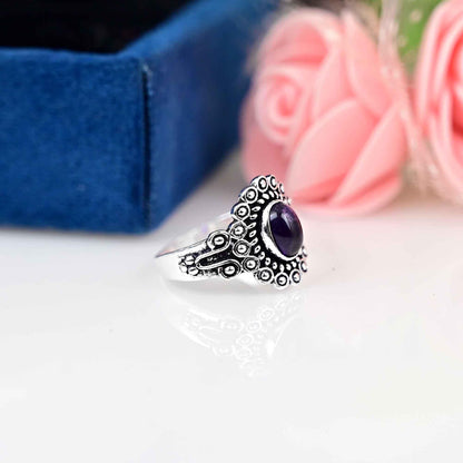 Silver Amethyst Ring, Minimalist, Sterling Silver Jewelry, Rings for women, Anniversary, Gift For Her, Birthday Gift