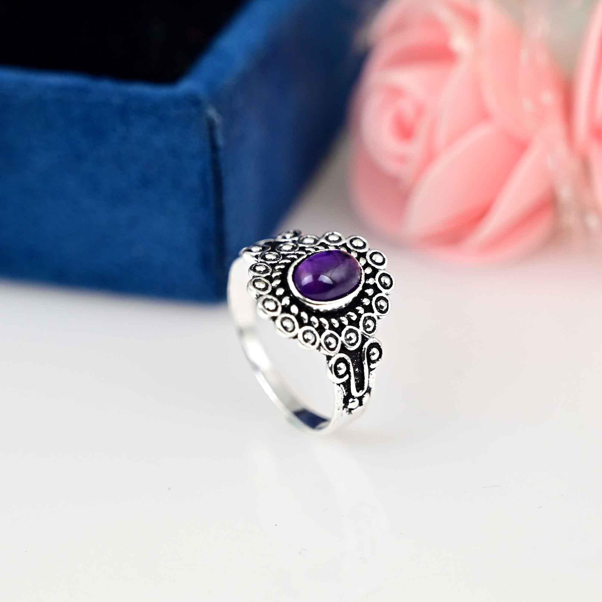 Silver Amethyst Ring, Minimalist, Sterling Silver Jewelry, Rings for women, Anniversary, Gift For Her, Birthday Gift