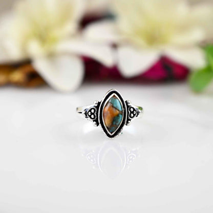 spiny oyster turquoise, sterling silver , statement ring, kingman turquoise , rings for women,  jewelry for young sister, gift for christmas