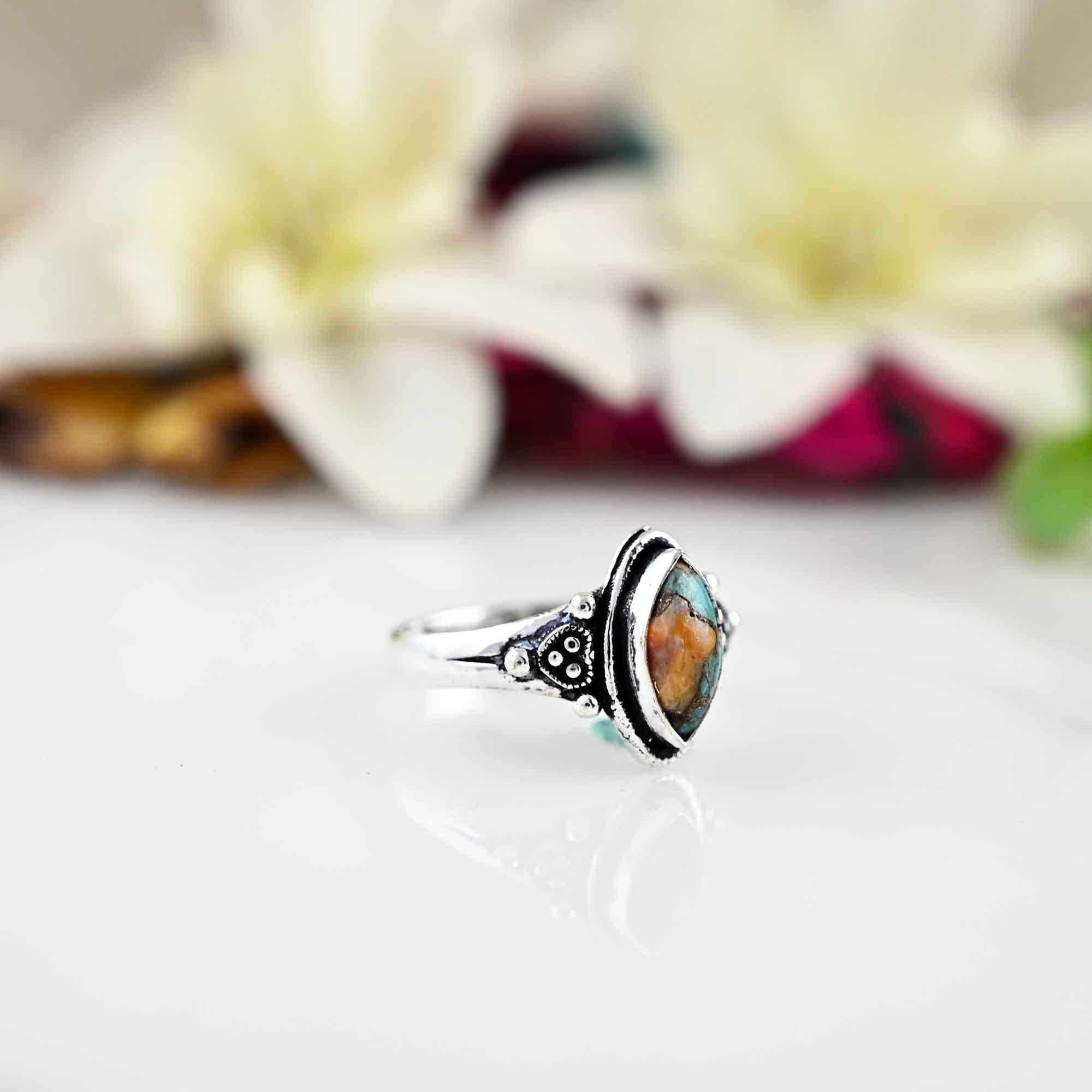 spiny oyster turquoise, sterling silver , statement ring, kingman turquoise , rings for women,  jewelry for young sister, gift for christmas