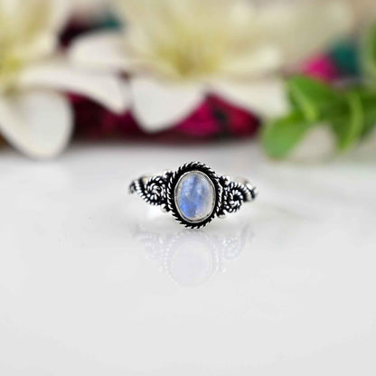 Rainbow Moonstone Ring, 925 Solid Sterling Silver Ring, Oval Stone Ring, Boho Moonstone Ring , Unique Beautiful Ring, Gift Ring