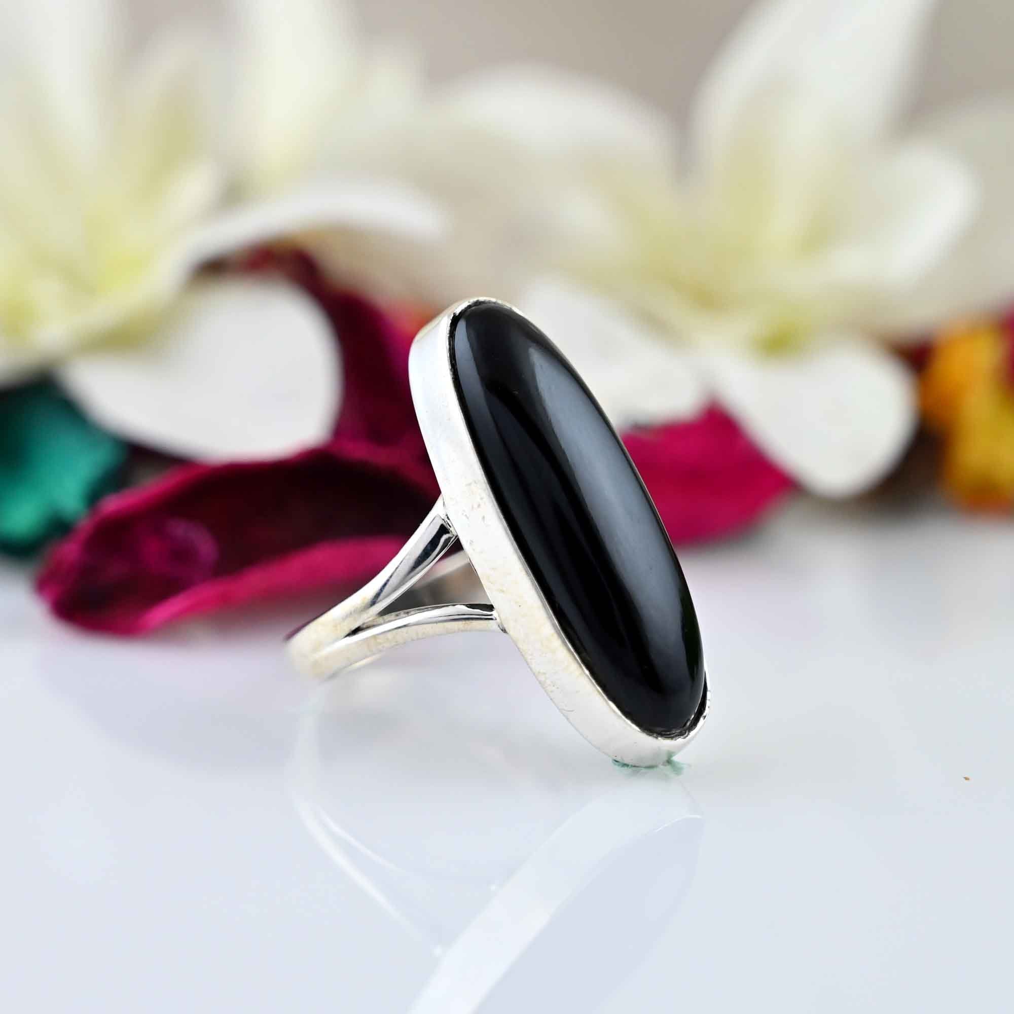 Black Obsidian Ring Gemstone 925 Sterling Silver Ring Women Gift Ring, Black Obsidian Ring Women's For Love Ring Gift For Her