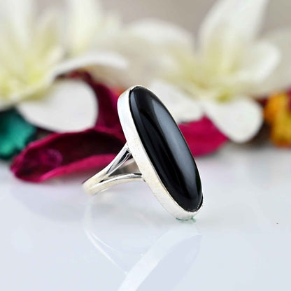 Black Obsidian Ring Gemstone 925 Sterling Silver Ring Women Gift Ring, Black Obsidian Ring Women's For Love Ring Gift For Her