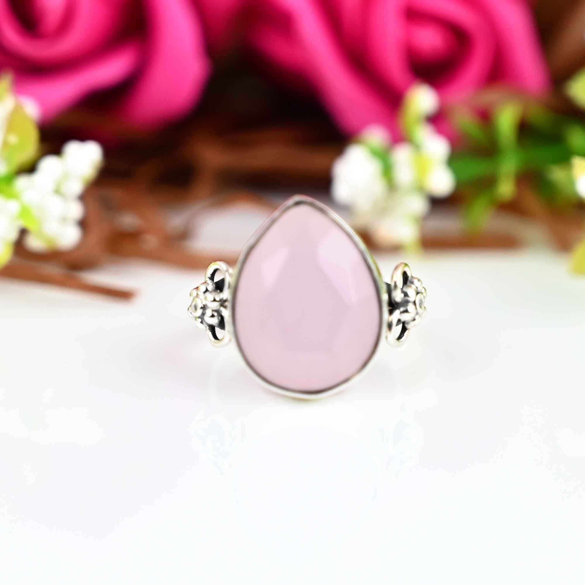 Genuine Rose Quartz Ring, Silver Rose Quartz Ring, Rose Quartz Ring, Dainty Ring, Rose Quartz Dainty Ring, Quartz Ring, Mother's Day Gift