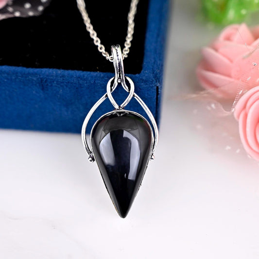 Black Tourmaline necklace / Black Tourmaline pendant - Crystal necklaces - Black Stone pendant - Tourmaline Jewelry - protection necklace