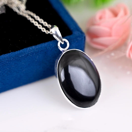 Black Tourmaline Rough 925 Sterling Silver Pendant Black Tourmaline Rough Gemstone Handmade Jewelry Protecting Pendant For Necklaces Women