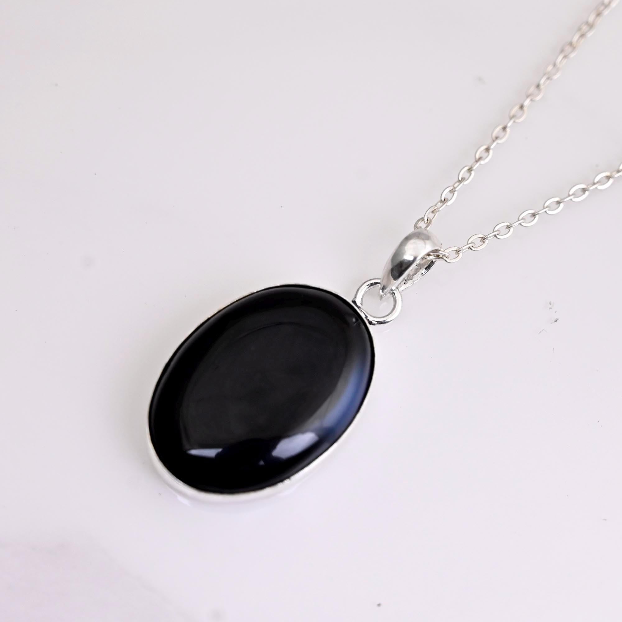 Black Tourmaline Rough 925 Sterling Silver Pendant Black Tourmaline Rough Gemstone Handmade Jewelry Protecting Pendant For Necklaces Women