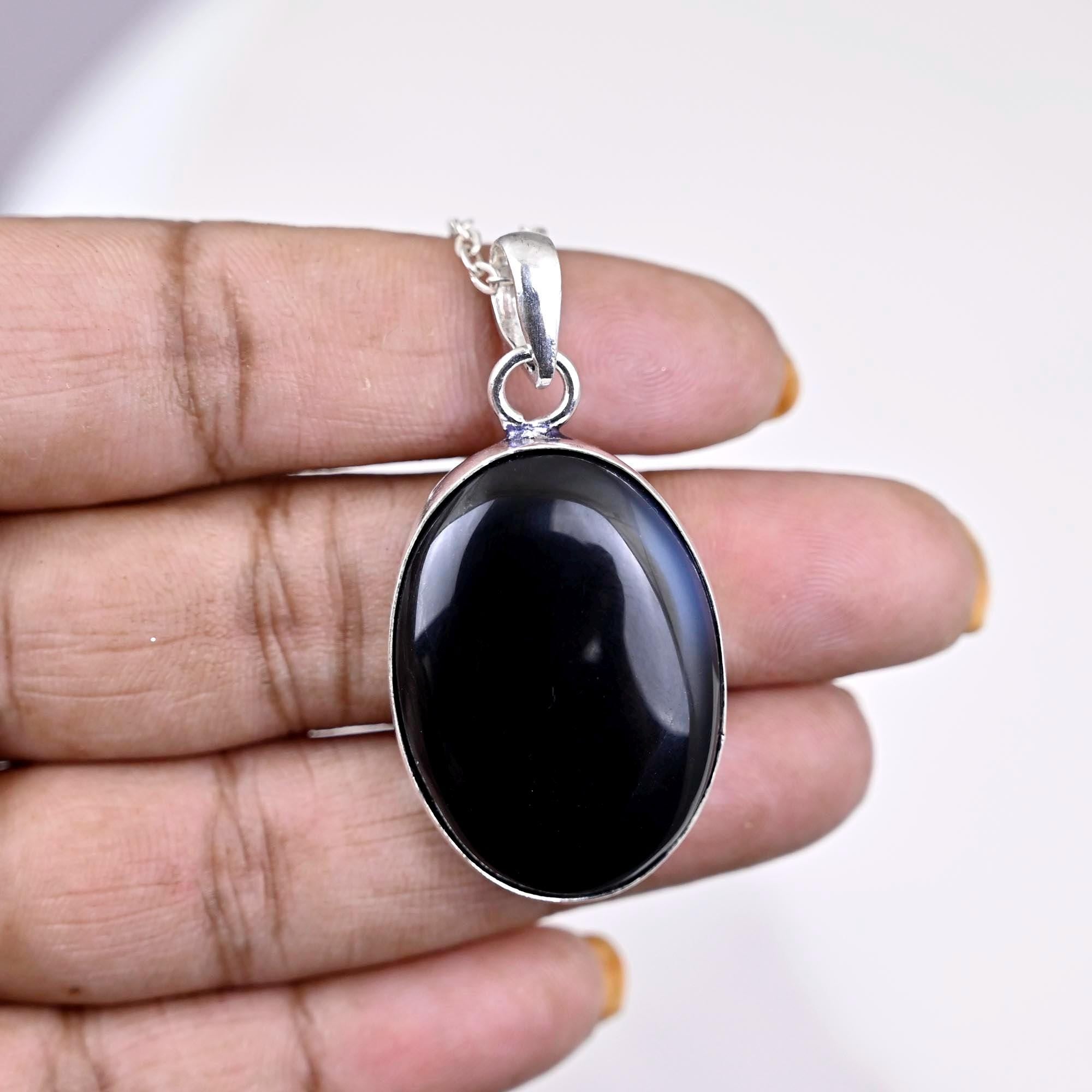 Black Tourmaline Rough 925 Sterling Silver Pendant Black Tourmaline Rough Gemstone Handmade Jewelry Protecting Pendant For Necklaces Women