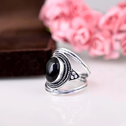 Boho Black Onyx Ring, Black Onyx Silver Ring, Black Onyx Ring, Black Onyx Statement Ring, Boho Ring, Holiday Gift, Anniversary Gift