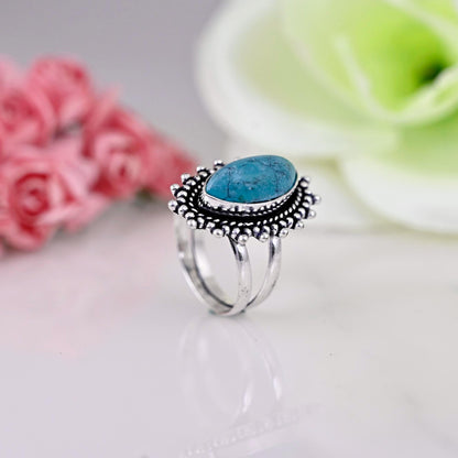 Turquoise Ring, 925 Silver Ring, Handmade Ring, Statement Rings, Gemstone Ring, Turquoise Jewelry, Boho Ring, Silver Band,  Gift For Her