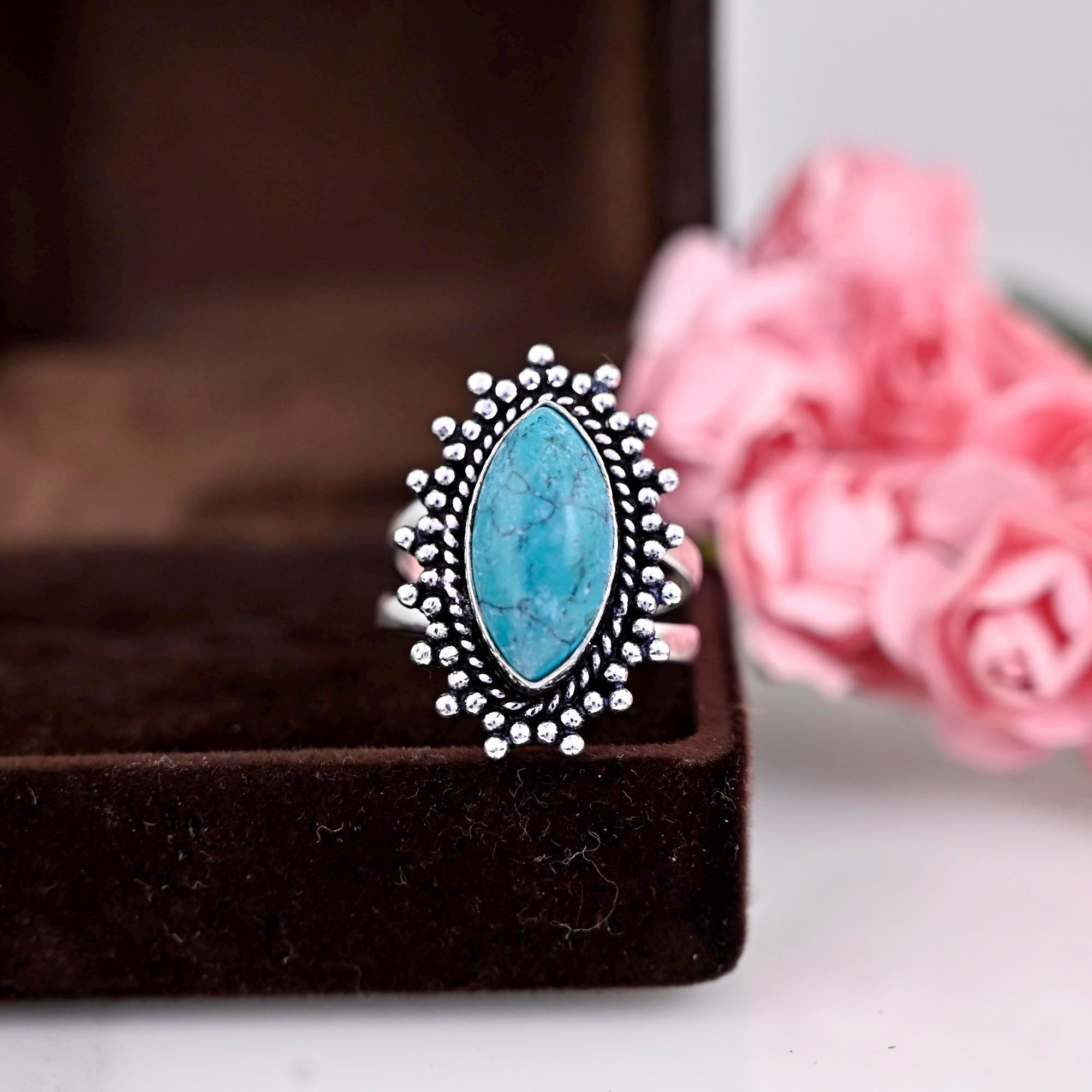 Turquoise Ring, 925 Silver Ring, Handmade Ring, Statement Rings, Gemstone Ring, Turquoise Jewelry, Boho Ring, Silver Band,  Gift For Her