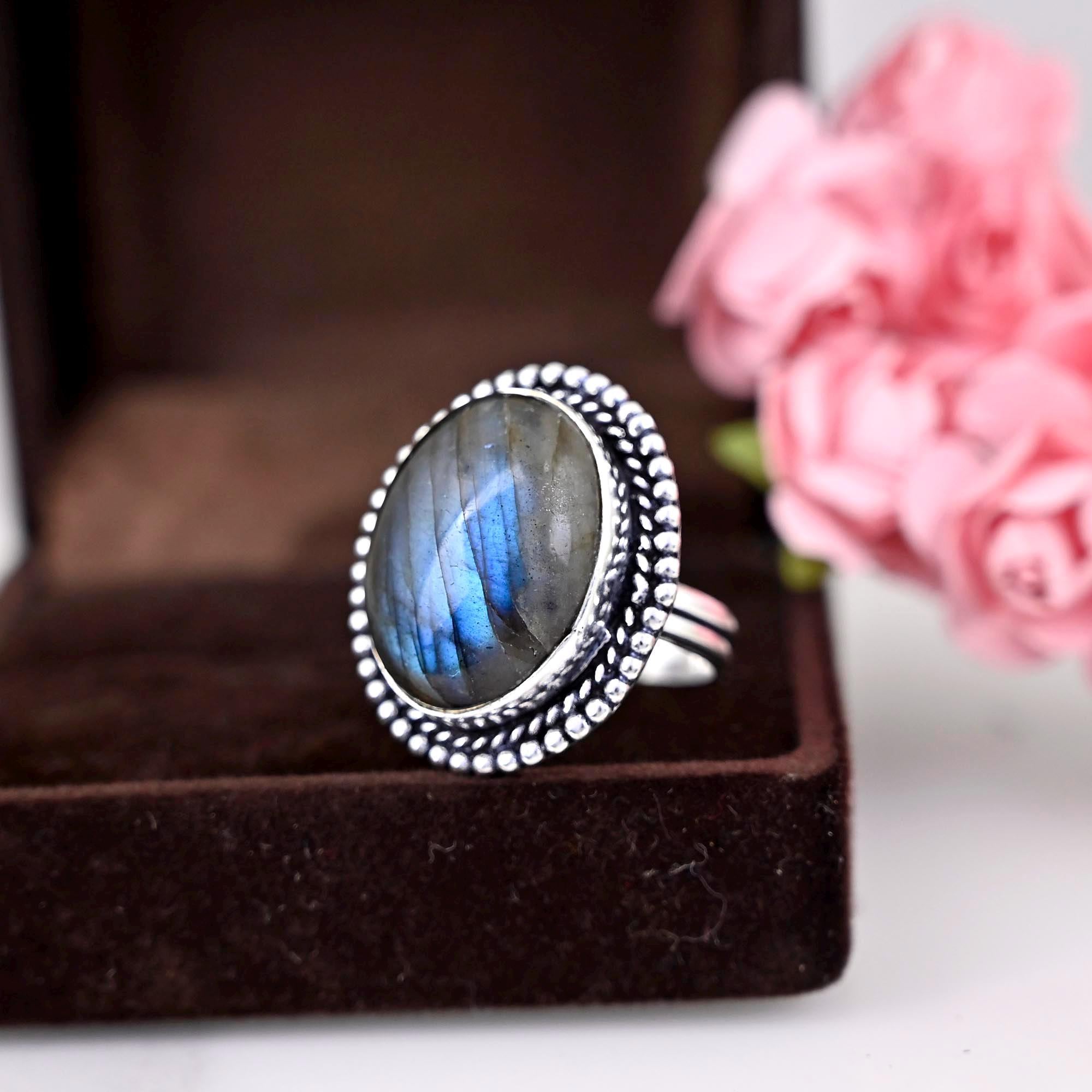 Labradorite Ring Sterling Silver, Handmade Ring, Gemstone Ring, Women Ring, Gift For Her, Promise Ring, Wedding Ring Boho Ring Women,