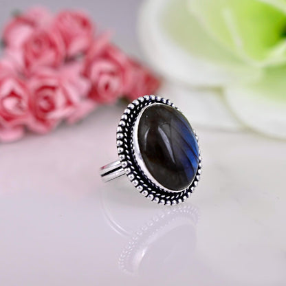 Labradorite Ring Sterling Silver, Handmade Ring, Gemstone Ring, Women Ring, Gift For Her, Promise Ring, Wedding Ring Boho Ring Women,