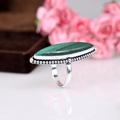 Natural Malachite Ring, Gemstone Ring, 925 Silver Ring, Daily Wear Ring, Malachite Ring, Ring For Women, Big Stone Ring, Malachite Jewelry