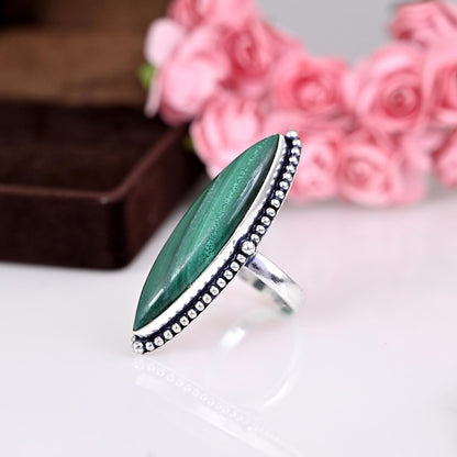 Natural Malachite Ring, Gemstone Ring, 925 Silver Ring, Daily Wear Ring, Malachite Ring, Ring For Women, Big Stone Ring, Malachite Jewelry