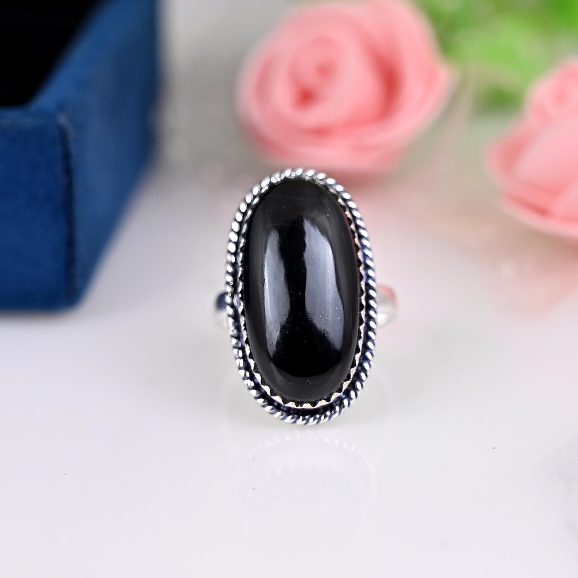 925 Sterling Silver Jewelry, Stone Ring , Natural Black Tourmaline Ring Handmade Jewelry Birthstone Ring Gemstone Jewelry, Boho Jewelry ,