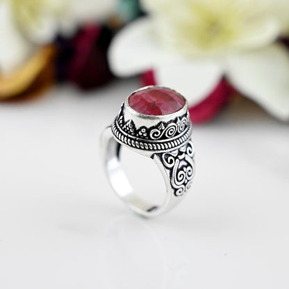 Ruby Stone Ring, Oval Shape Ring , Statement Ring, Faceted Gemstone Ring, Handmade Jewelry ,Designer Ring, Gift For Anniversary