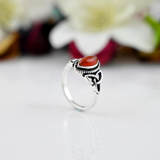 Red Carnelian 925 Sterling Silver Jewelry Ring Gemstone Ring Red Silver Boho Handmade Statement Ring For Women