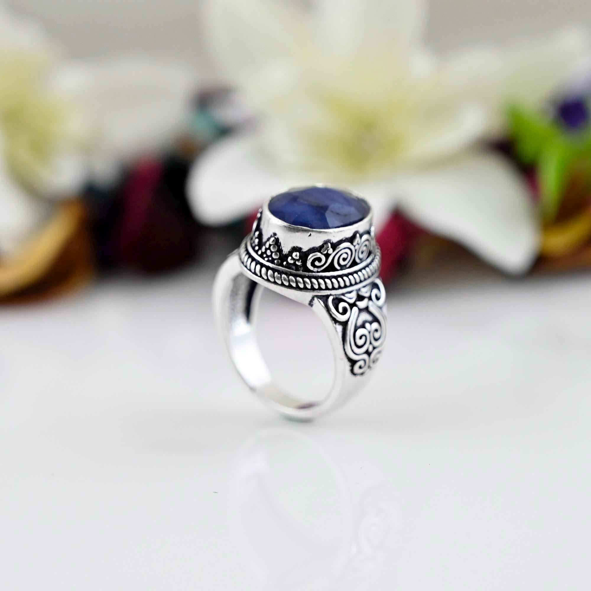 Sapphire Ring,  925 Sterling Silver Ring, Men's Signet Ring, Handmade Signet Ring, Blue Sapphire Signet Ring, Gift Ring, Gemstone Jewelry