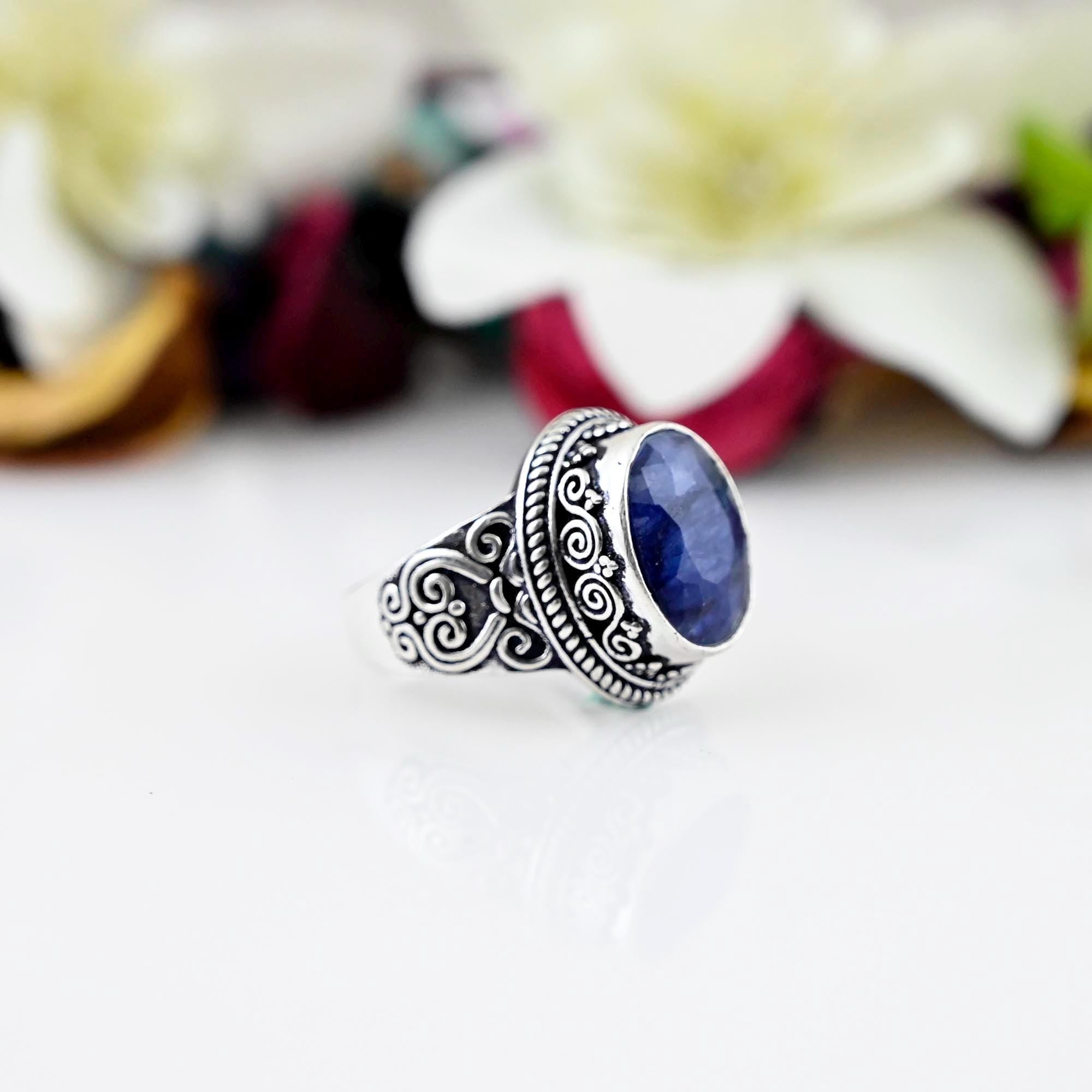 Sapphire Ring,  925 Sterling Silver Ring, Men's Signet Ring, Handmade Signet Ring, Blue Sapphire Signet Ring, Gift Ring, Gemstone Jewelry