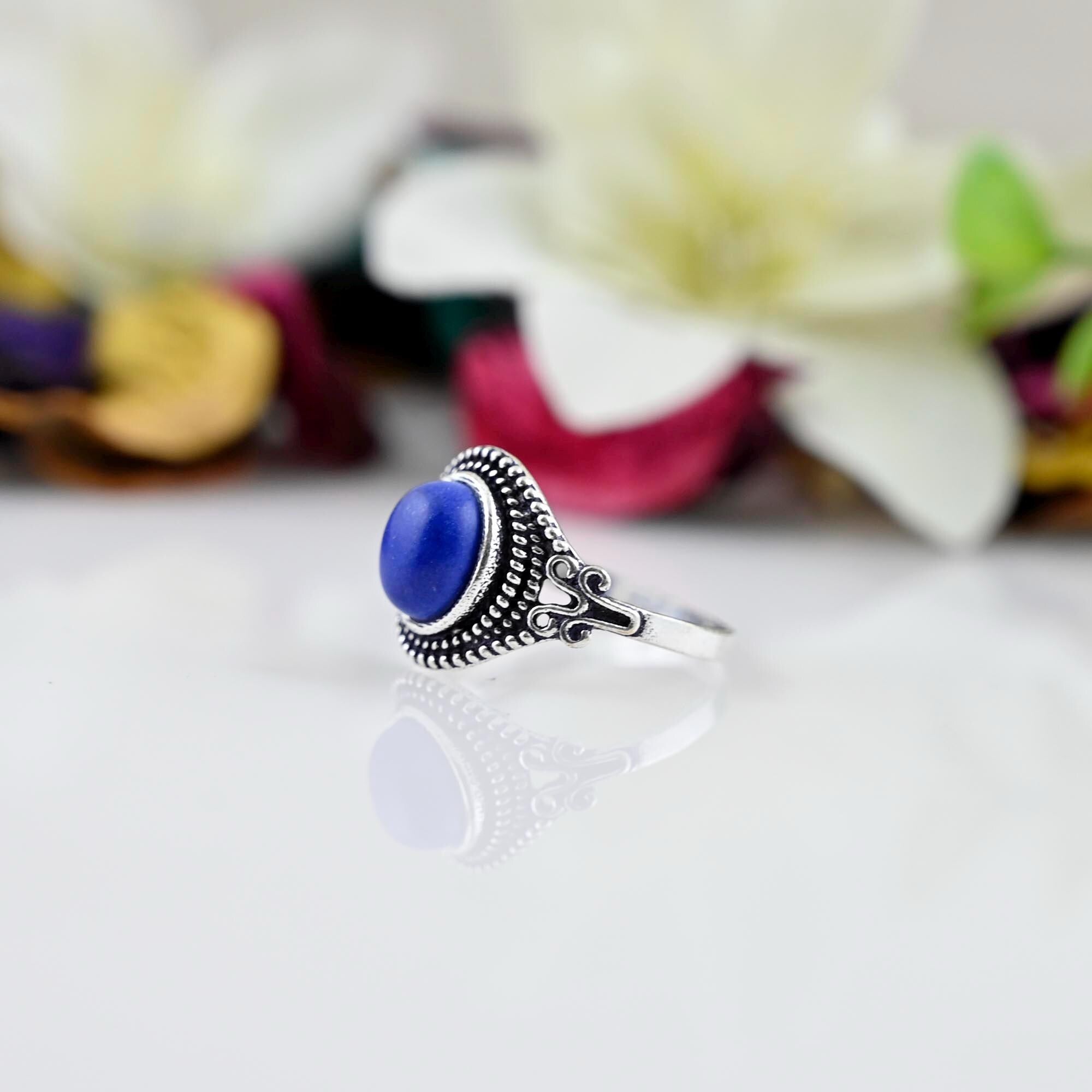 Silver Lapis Lazuli Ring, Lapis Lazili Ring, Lapis Lazuli Ring Silver, Silver Stacking Ring, Dainty Ring, Bridesmaid Ring, Minimalist Ring