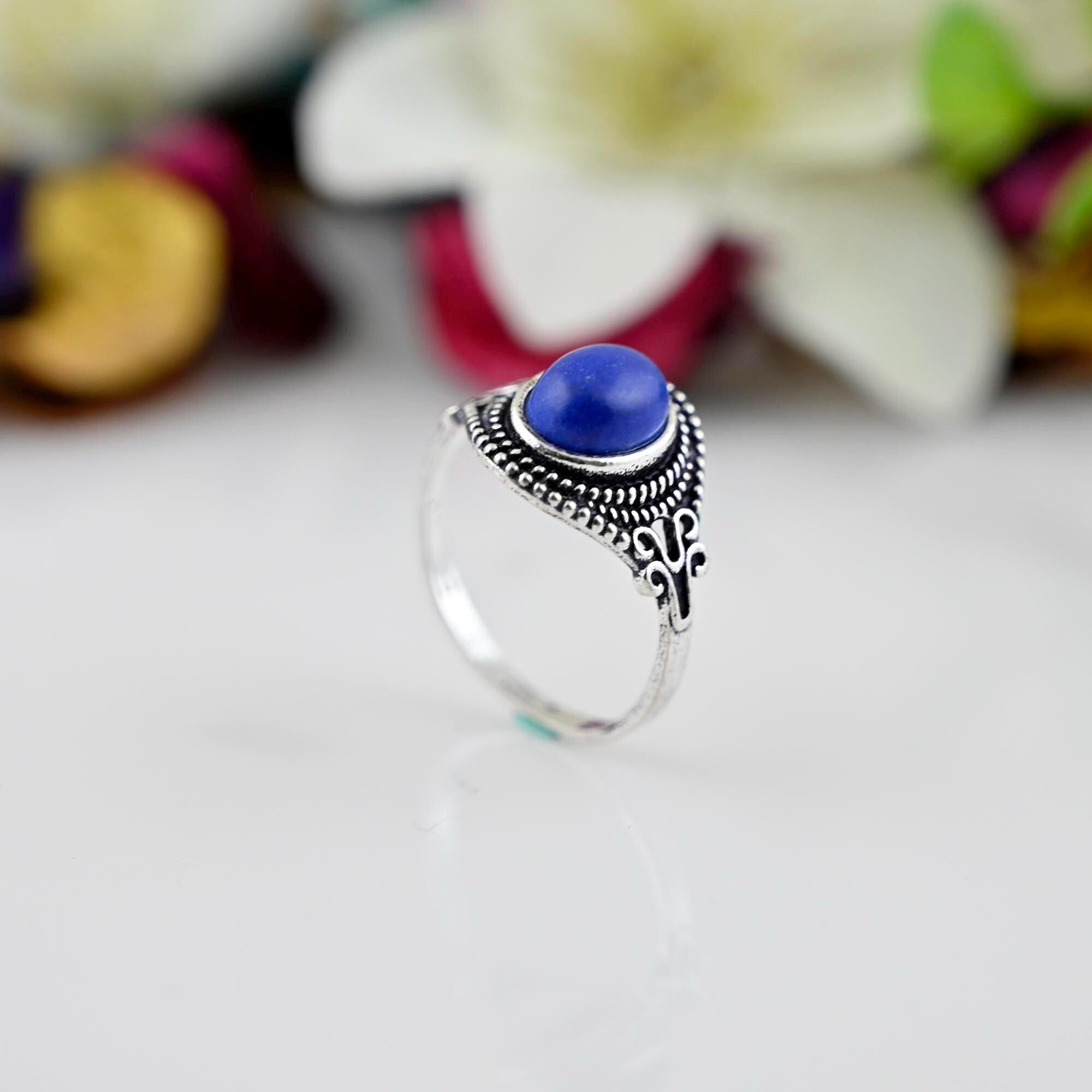 Silver Lapis Lazuli Ring, Lapis Lazili Ring, Lapis Lazuli Ring Silver, Silver Stacking Ring, Dainty Ring, Bridesmaid Ring, Minimalist Ring