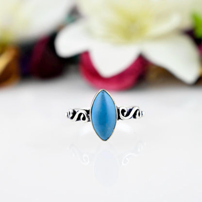 Turquoise Marquise Ring, Dainty Turquoise Ring, Turquoise Ring, Sterling Silver Ring, Boho Turquoise Ring, Gift for Her, urquoise Ring Women