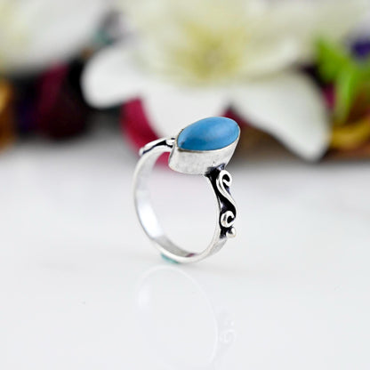 Turquoise Marquise Ring, Dainty Turquoise Ring, Turquoise Ring, Sterling Silver Ring, Boho Turquoise Ring, Gift for Her, urquoise Ring Women